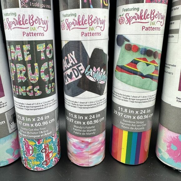 Siser EasyPatterns HTV Heat Transfer Vinyl Sparkle Berry Pattern Bundle Lot of 5 - Picture 6 of 12